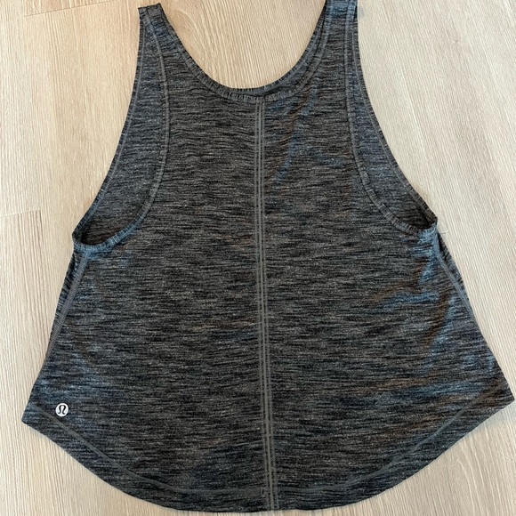 Lululemon Rush Hour Tank Top Heathered Black with Reflective Strip - Picture 10 of 11